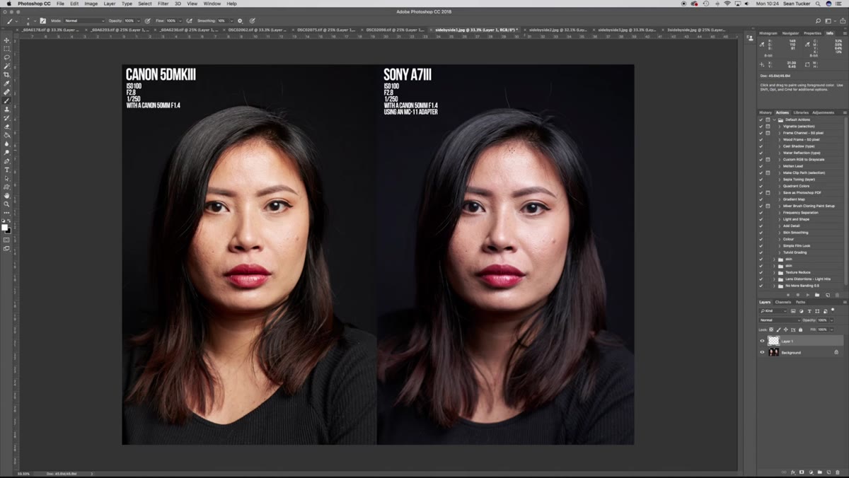 Sony portrait showing cool magenta and cyan highlights