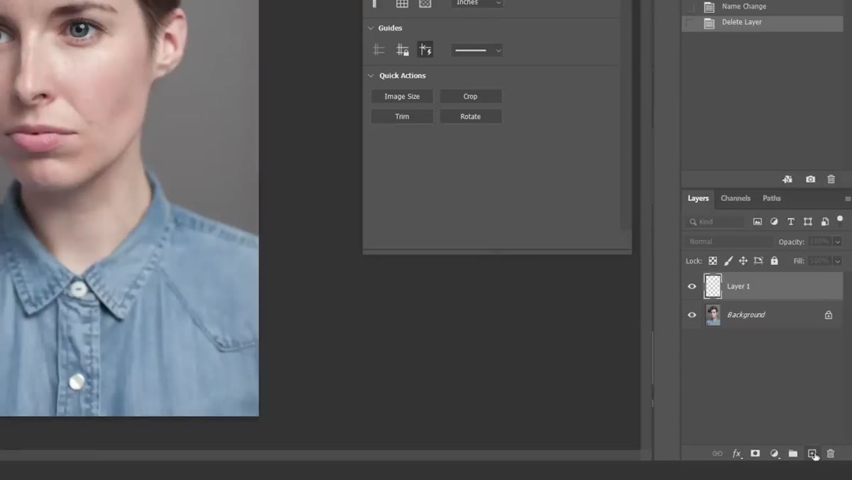 Tucker demonstrating healing on a close-up area of the portrait