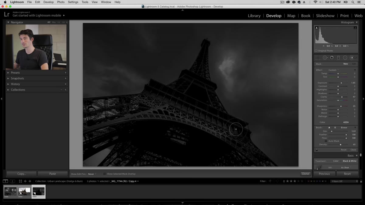 Brightening brush being painted over the Eiffel Tower structure