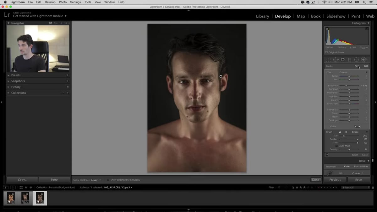 New brush node placed on chest area below chin
