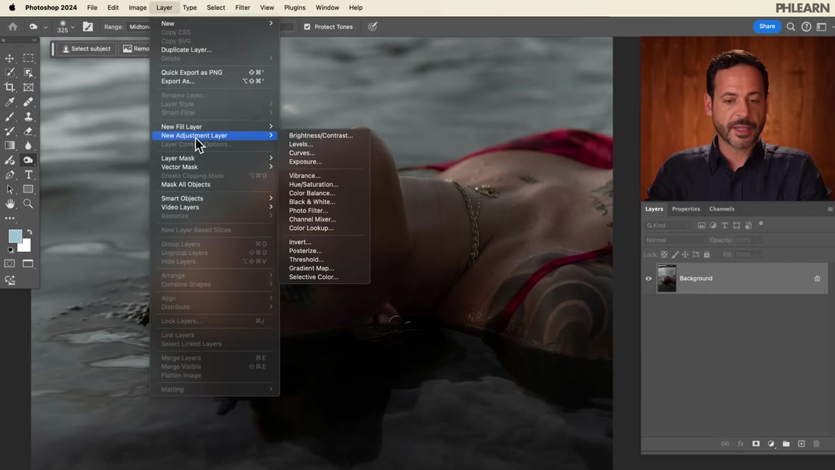 New Curves adjustment layer dialog open in Photoshop