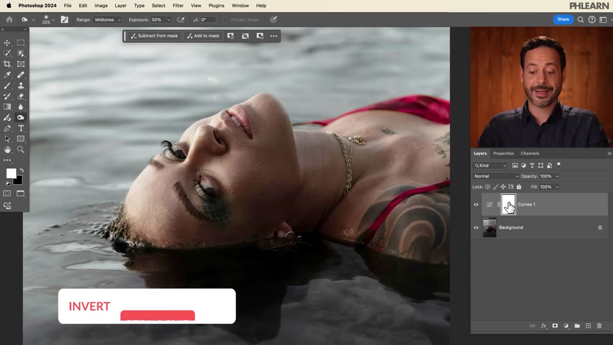Layer mask thumbnail selected, about to be inverted to black