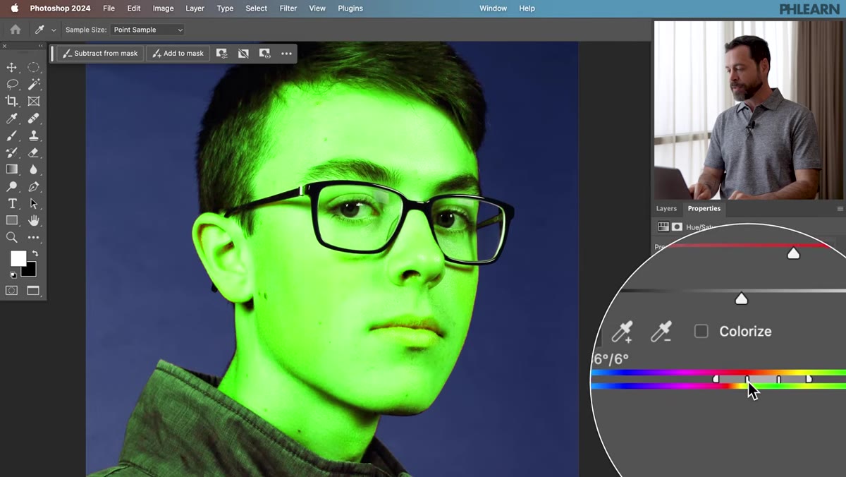 Color range slider being dragged left to narrow selection