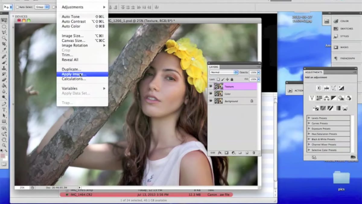 Apply Image dialog with Add blending and Scale set to 2