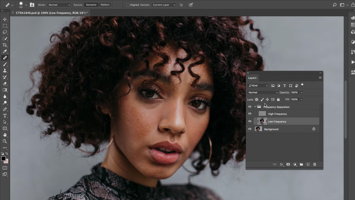 Duplicating the low frequency layer in the layers panel
