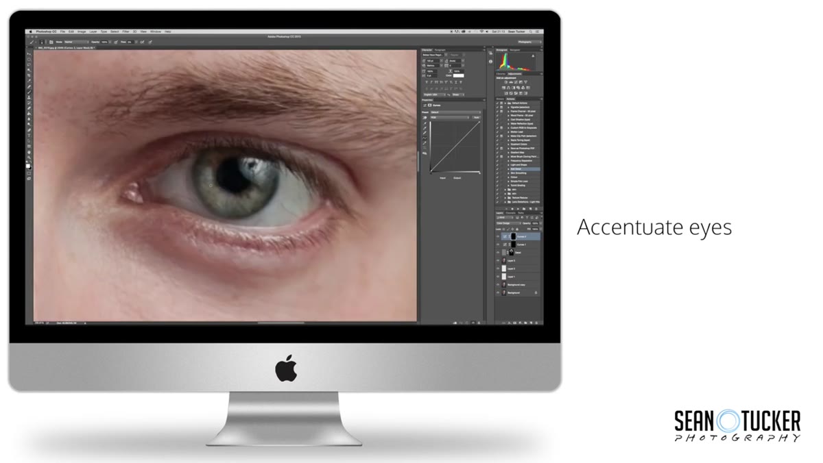 Curves or Levels adjustment layer being applied to the full image