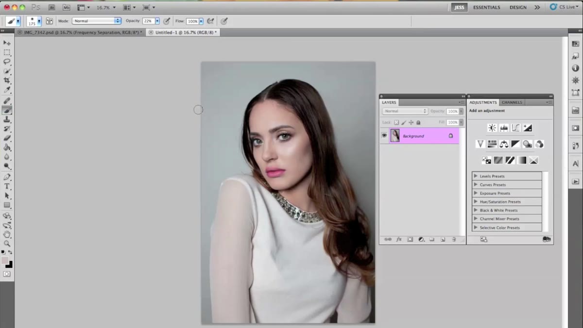 Brush tool active, Quick Mask mode turned on