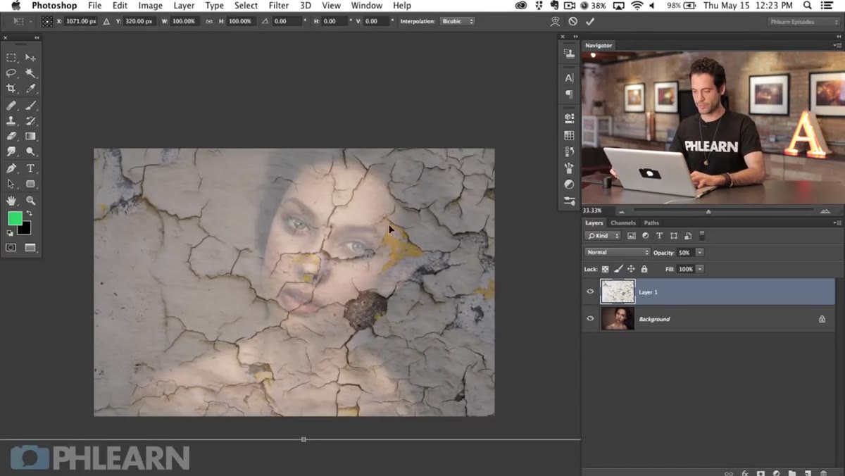 Free Transform bounding box around texture layer