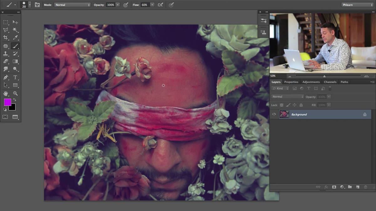 Layers panel showing adjustment layer above background image