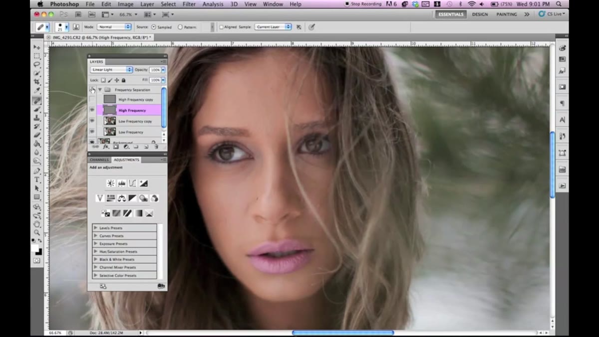 Zooming out to see full portrait after skin cleanup