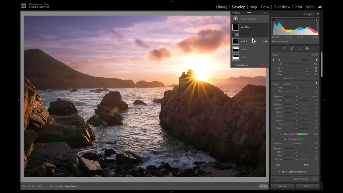 Using the adjustment brush to paint in specific foreground areas