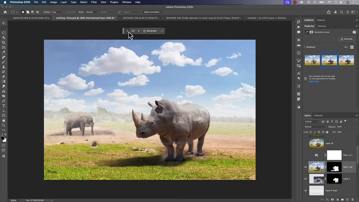 Side-by-side comparison showing lighting and texture differences between variations