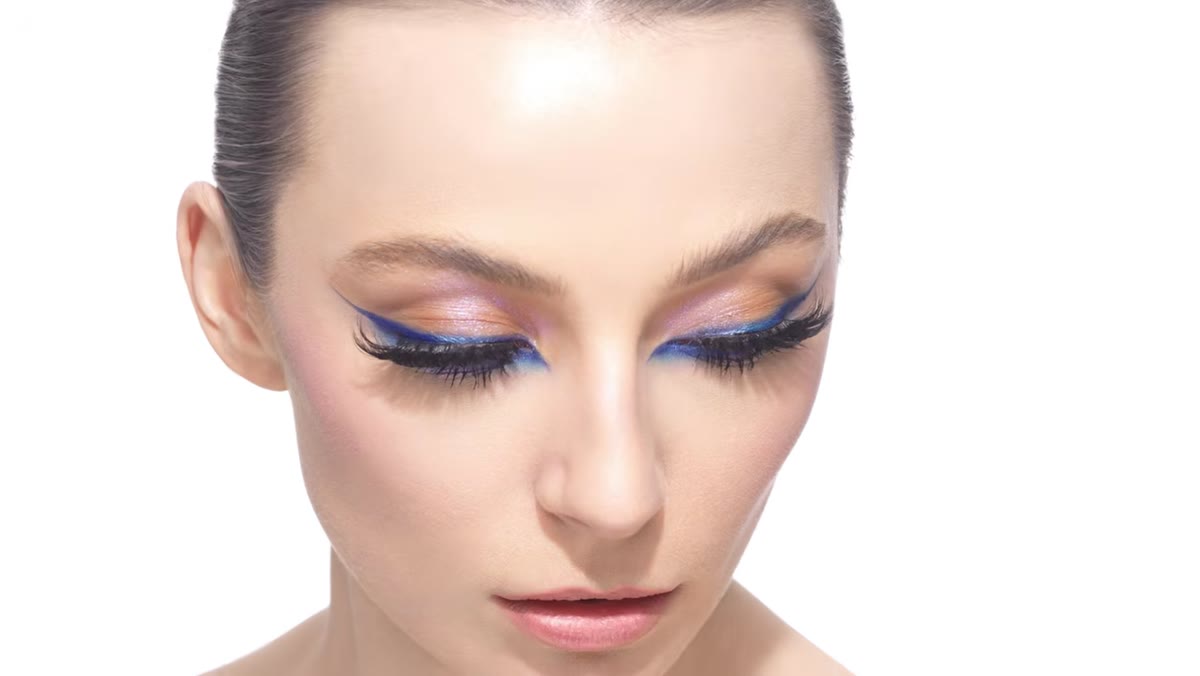 Close-up showing eyelash shadows cast on the cheekbone area